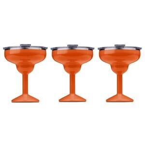 ORCA Rita 3-Pack 17oz Insulated Stainless Steel Cups w Lids Persimmon Orange Set